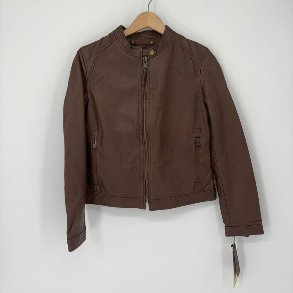 Frye Lamb Leather Jacket Brown